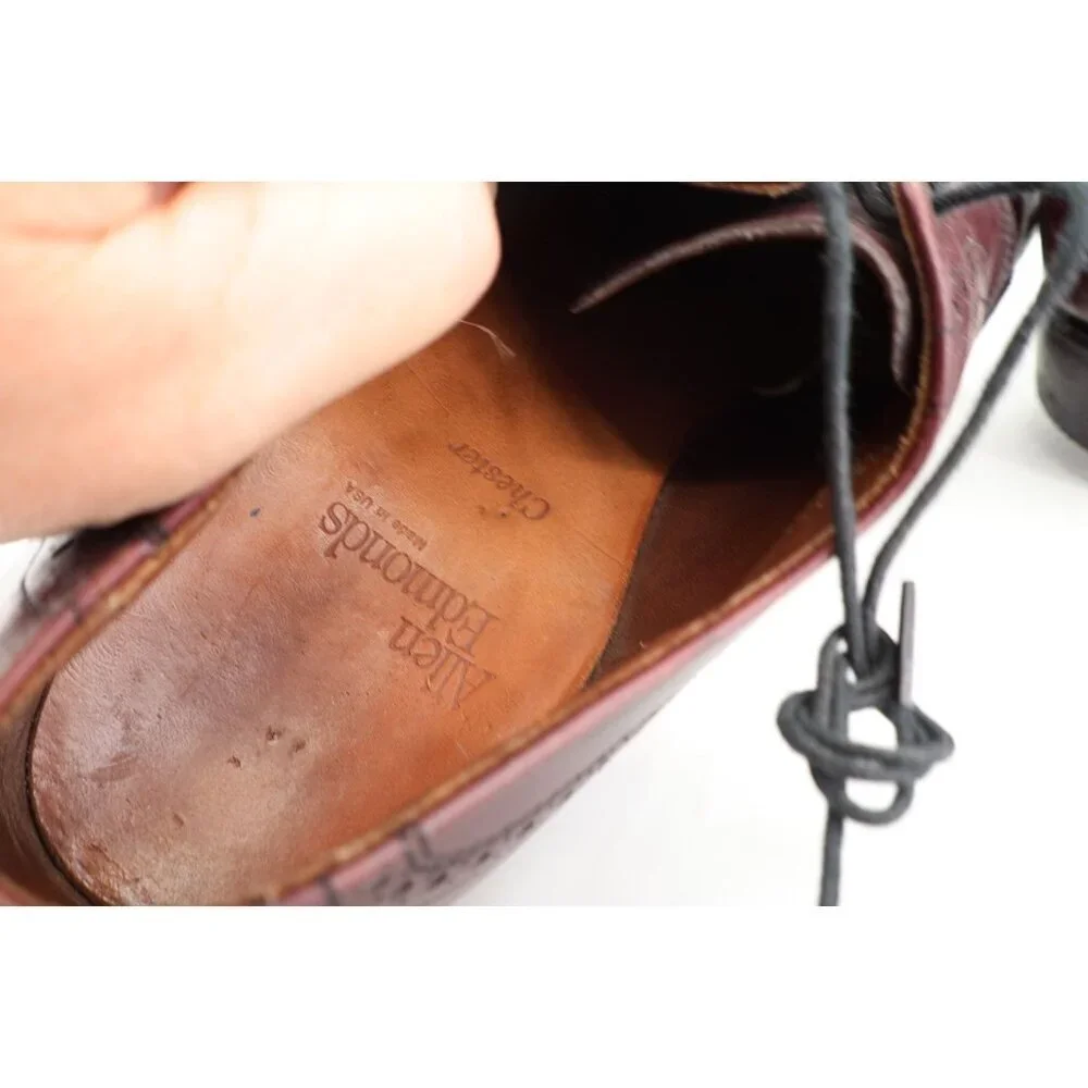 Allen Edmonds Mens Chester Oxford Size 9.5 D Burgundy Wingtip Brogue Dress Shoe